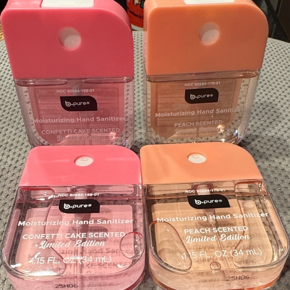 B•Pure limited edition moisturizing hand sanitizer set confetti cake and peach